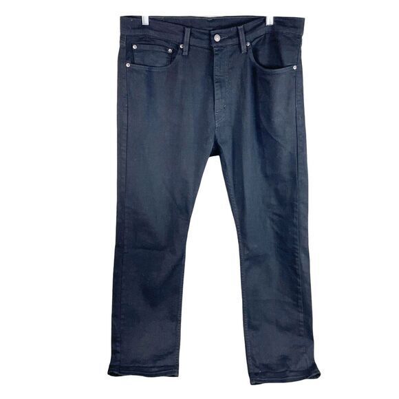 NEW Levis Mens 505 Relaxed‎ Fit Jeans 36x30 Jet Black Denim Dark Wash Stretch - Picture 1 of 6